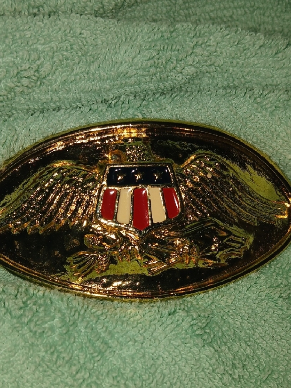 Gold-tone Eagle Patriotic Belt Buckle For 1 1/2 Inch Belt. New Unused - Picture 4 of 4